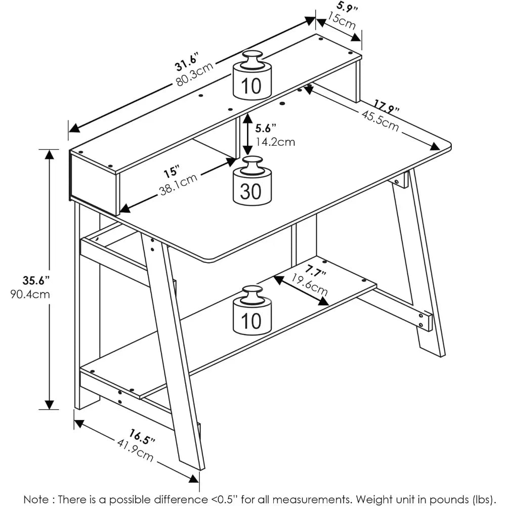 Simplistic A Frame Computer Desk, Regular, White